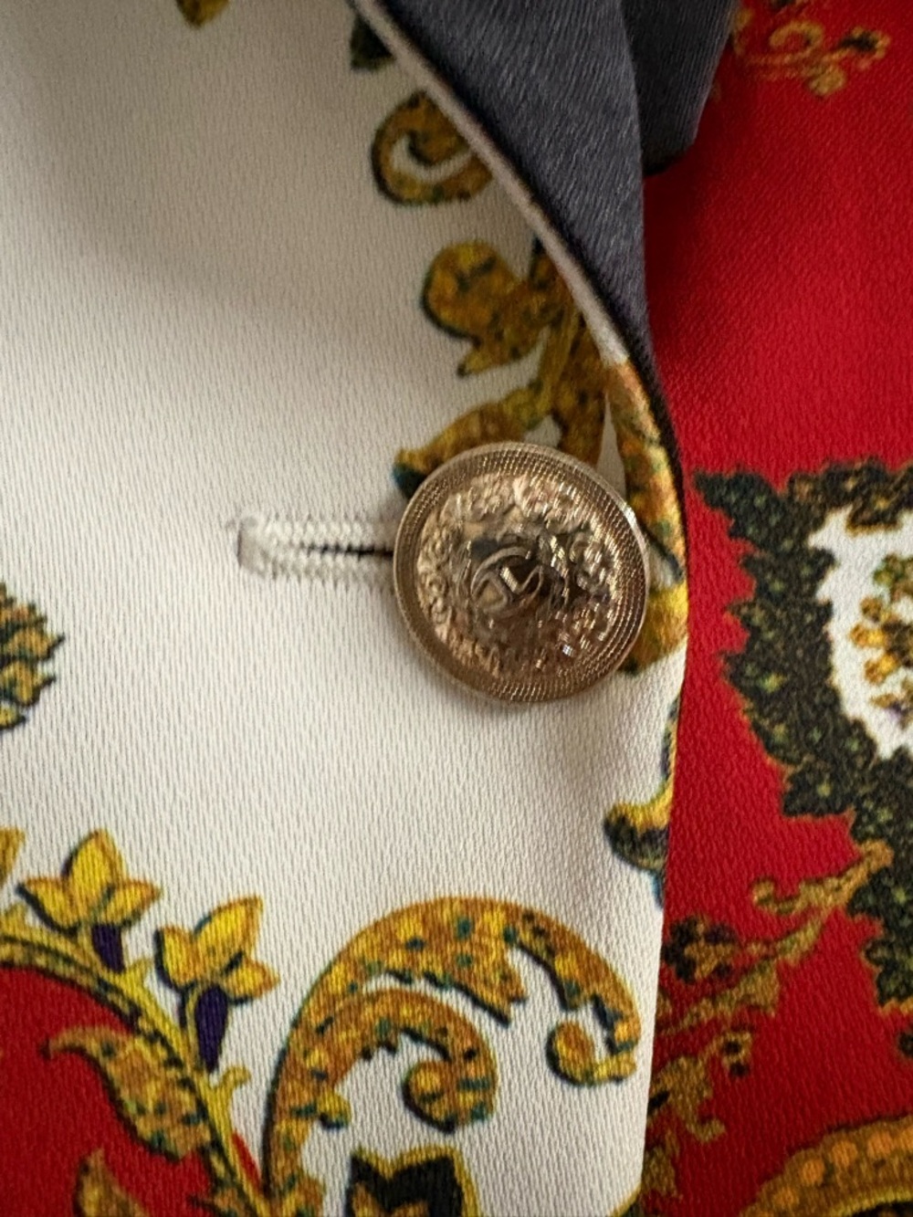 Just Cavalli Red & White Paisley Satin Blazer - Picture 7 of 7